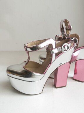 Erdem X Nicholas Kirkwood RUNWAY Metallic Silver Pink Chunky Heels 39.5